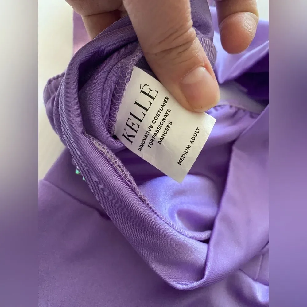 Kelle solo dance costom custume purple lavender 2 piece acro jazz 2867 MA adult
